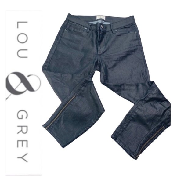 Lou & Grey Womens Modern Skinny Ankle Pants 27/4 Dark Denim Cotton/Spandex Blend - Picture 2 of 10